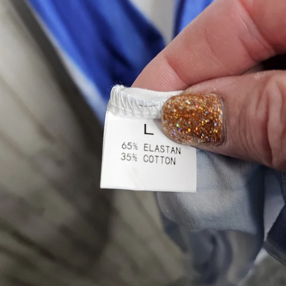 Women's Blue Purple Tie Dye Scoop Neck Tank Top Bodycon Dress NWOT Size Large - Picture 2 of 8